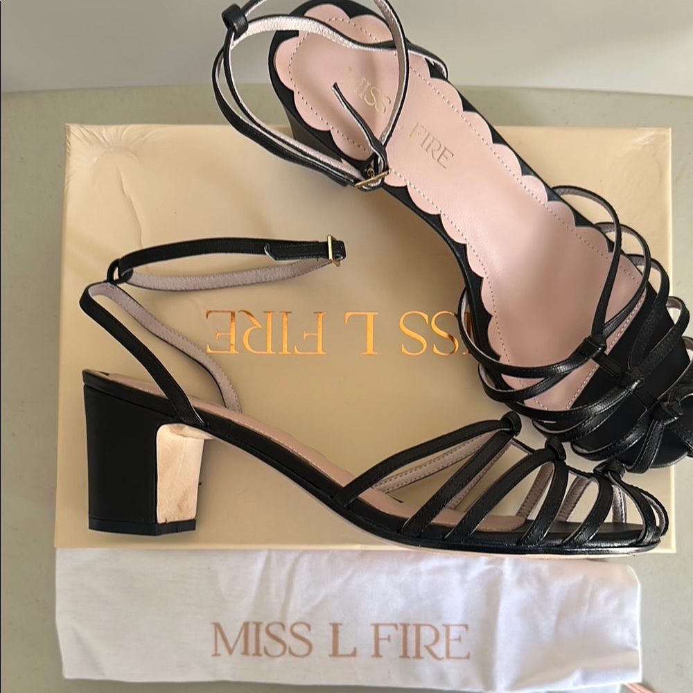 Miss L Fire Vintage inspired Lois black strappy sandal size 41 (US 10)